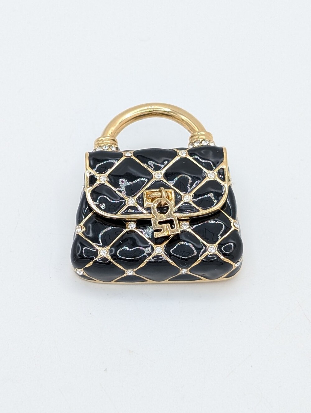 St. John Enameled Handbag Brooch